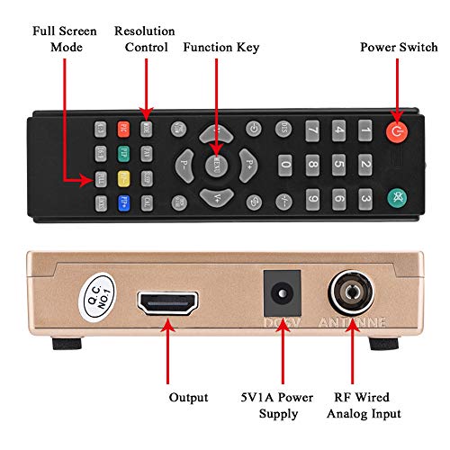 Plplaaoo rf ל- HDMI ממיר All Standard, 100-240V מתאם מקלט טלוויזיה אנלוגי עם שלט רחוק, מתאם ממיר HDMI