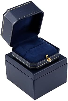 Risbay 1PC 74MMX74MMX53 ממ כחול כהה טבעת עור מלאכותית טבעת קופסת טבעת קופסאות אחסון להצעה מתנה לחתונה