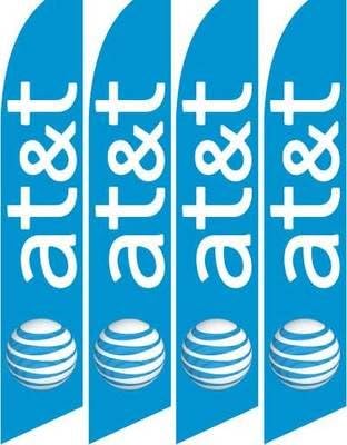 מותג AT&T ארבעה סטים דגל נוצה של סטים שלמים עם מוט וספייק קרקע