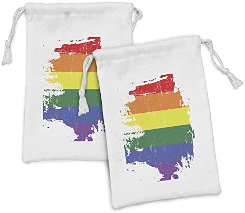 ערכת כיס בדים של קשת ענן של אמבסון וינטג 'של 2, עיצוב דגל להטבים גראנג' צבעוני שחוק פסים של תרבות הומוסקסואלית