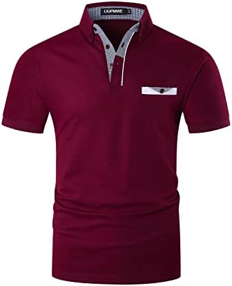 חולצות פולו של ליופמה לגברים עם כיס שרוול קצר חולצות חולצות גולף משובצות חולצת כותנה