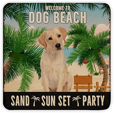 לוחית מתכתית ברוך הבא לכלב חוף חוף שקיעה מסיבת שקיעה מצחיק דלת כלב קולב קול קולב שלט בר וינטג