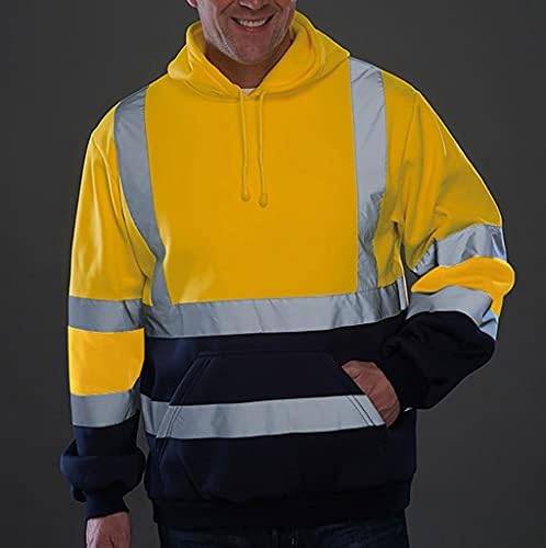 קפוצ'ונים לבטיחות של XXBR לגברים, עבודות כביש נראות גבוהה סוודר שרוול ארוך סווטשירט סווטשירט צמרות קפוצ'ון