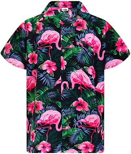חולצה הוואי גברים פנקי כפתור מזדמן למטה למטה פרחי יוניסקס פרחים חוף פרחי פלמינגו פרחים חדשים