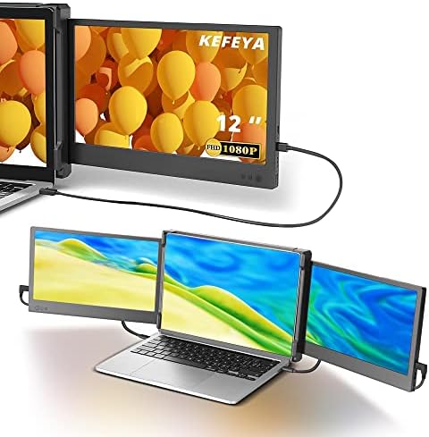 מאריך מסך מחשב נייד של Kefeya, צג נייד עבור מחשב נייד 12 תצוגת IPS מלאה של HD מלא, תואם מאריך צג ומוניטור