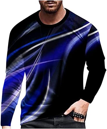 חולצות T מעצבת לגברים 2022 חג המולד מצחיק תלת מימד הדפס גרפי של שרוול ארוך חולצה אימון מזדמן פלוס גודל