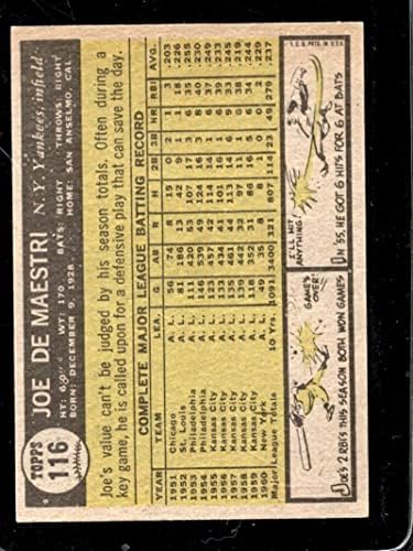 1961 Topps 116 Joe Demaestri Ex Yankees