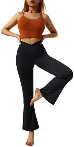 יומנגקסואן נשים מכנסי יוגה מנוגדים מוצארים במותניים גבוהות אימון חותלות ללא לראות דרך מכנסי יוגה מתרחבים