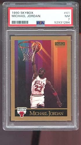1990-91 Skybox 41 מייקל ג'ורדן PSA 7 כרטיס כדורסל מדורגים NBA Bulls 90-1991-כרטיסי כדורסל לא חתומים