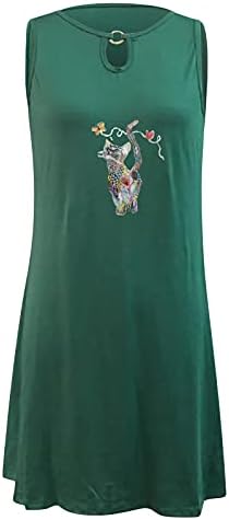 שמלות מיני של Lucktop לנשים קיץ מזדמן ללא שרוולים או צוואר חלול החוצה שמלת מיני רזה שמלת טנק רופפת לנשים