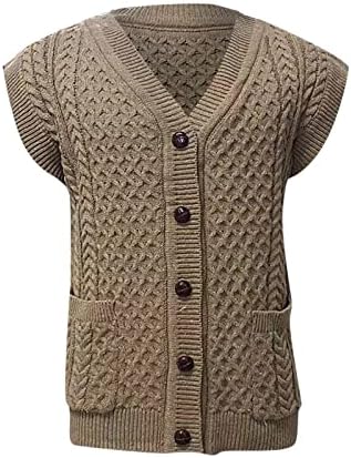 מעילים לגברים כותנה כותנה סוודר סרוג סרוג רגוע בכושר V צוואר כפתור סרוג ללא שרוולים מעילי חורף מעילי
