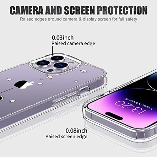 Luhouri iPhone 14 Pro Max Case עם מגן מסך, עיצובים של אופנה ברורה מכסה טלפון מגן לנשים בנות, מארז טלפון