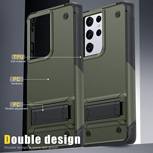 Awzhydt Samsung Galaxy S21 Ultra 5G Case צבאי עמדת זעזועים צבאית עמדת טלפון סלולרי כיסוי מגן עם שדרוג