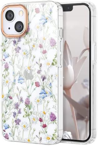 מארז פרחי זלקסי תואם לאייפון 14 / iPhone 13 6.1 , TPU רך וגמיש כיסוי אטום זעזועים דפוסי גן פרחים גוף