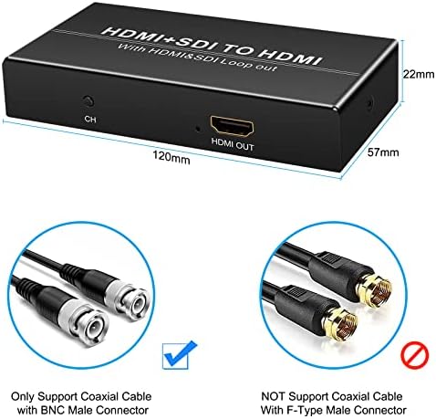 Wiistar SDI HDMI ל- HDMI Converter מתאם Full HD 1080p SD/HD/3G-SDI למתאם HDMI עם HDMI ו- SDI Loopout