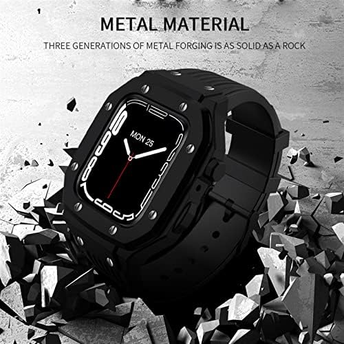 סגסוגת Vevel Watch Watch Strap עבור פס שעון Apple Series 8 7 75 ממ גומי מתכת יוקרה גומי נירוסטה שעון