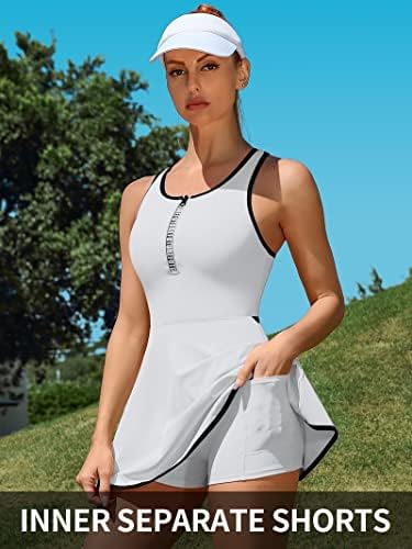 שמלת אימון שמלת טניס של אטרקו נשים עם מכנסיים קצרים ושמלת גולף ספורתית ספורתית ללא שרוולים מובנית שמלת