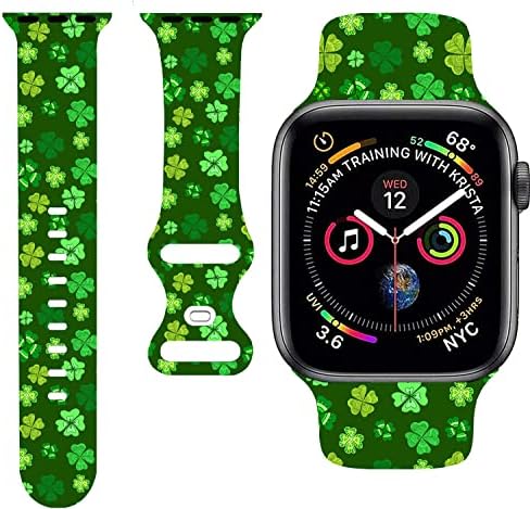 להקות שעון יום פטריק סנט פטריק תואמות ל- Apple Watch 38 ממ 40 ממ 42 ממ 44 ממ 45 ממ, רצועות כף יד אטומות