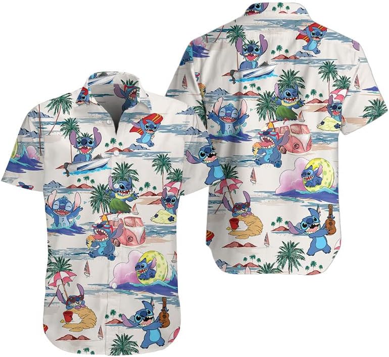 חולצה הוואי של בעלי חיים מצחיקים לגברים, חלל חמוד זר חולצות שרוול קצר מתנות, כפתור מזדמן טרופי למטה