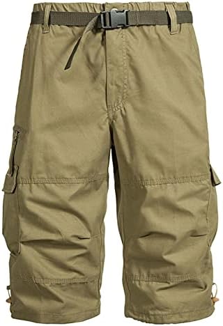מכנסי מטען לעבודה בגברים אמצע המותן המותן רב-כיס מכנסיים קצרים ספורט ספורט מכנסי קפרי טיולים מכנסיים