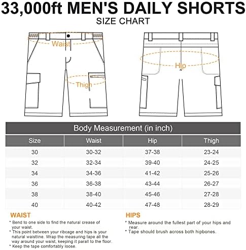 33,000ft Mens Classic-Fit 9 מכנסיים קצרים מהיר יבש גולף קצרים מותניים אלסטיים משיכת מכנסיים קצרים מדי