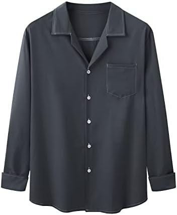 חולצות כפתור מזדמן למטה לגברים בצבע אחיד כושר נינוח חולצות באולינג