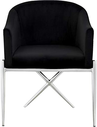 ריהוט מרידיאן אוסף אקסבייר כיסא אוכל מרופד קטיפה מודרני / עכשווי עם רגליים בצורת פלדה יציבה, 25.5 אינץ