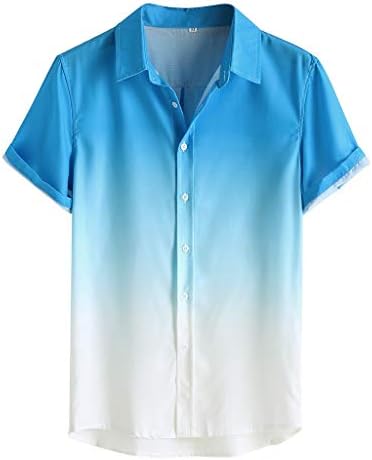 חולצות מזדמנים של HDDK קיץ לגברים שרוול קצר חוף קיץ צמרת טלאי שיפוע חולצה צווארון וינטג 'קל משקל