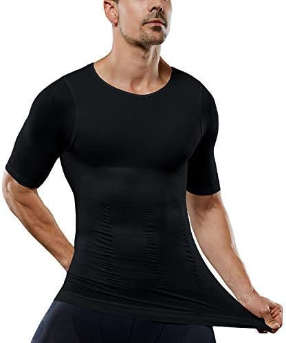 גברים של דחיסת חולצה חלקה קצר שרוול גופייה גוף ומעצב הרזיה חולצה אתלטי ספורט ריצה מעצב