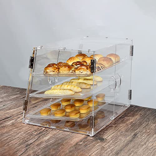 תצוגת מאפה מארז מאפייה מאפייה לחם תצוגת ארון עוגיות סופגנייה קינוח קינוח קופסת מזון מעמד עם 3 מגש