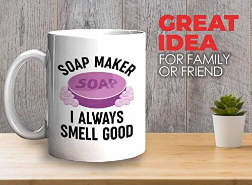 יצרנית סבון ספל לבן 11oz - תמיד ריח טוב B - יצרנית סבון סבון מכין בעבודת יד ניחוח סבון סבון