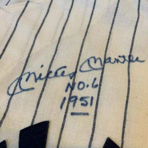 מיקי מנטל יפה מס '6 חתום חתום בכתובת ניו יורק ינקי גופיה טירון JSA COA - גופיות MLB עם חתימה
