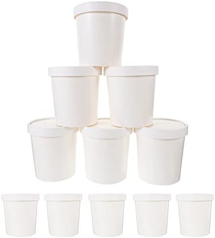 יארדווה נייר מרק מכולות עם מכסים 16 עוז 50 יחידות חד פעמי מזון כוסות מרק כוסות נייר קרח קרם כוסות קינוח