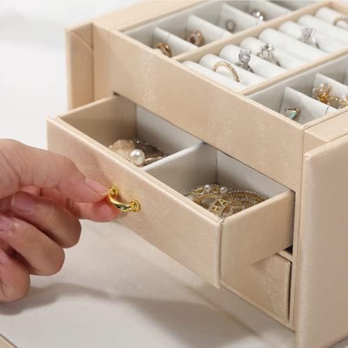 Larxrehy נייד קופסא קופסת תכשיטים רב-פונקציונליים של PU