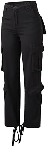 גבוה נשים על מכנסיים נשים ג 'ינס רחב רגל ישר דמין מטען מכנסיים מקרית מכנסיים עם כיס קלאסי ג' ינס