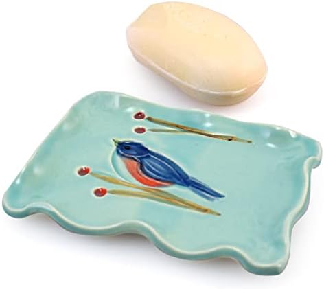 עופות גן אוסף כלי חרס אמריקאי: צלחת סבון סבון עם קצה גלי