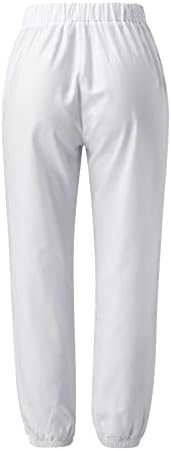 מכנסי פשתן כותנה לנשים מכנסיים ארוכים בתוספת גודל פרפר מכנסיים ישר מכנסי טרנינג קל משקל עם כיסים
