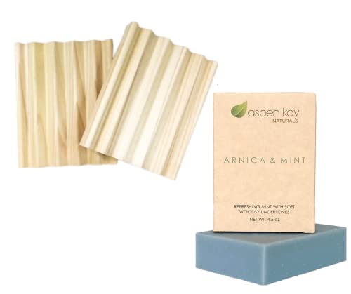 סבון ארניקה - מרכיבים טבעיים ואורגניים - 2 צלחת סבון אריזה, צלחת מתנקנת עץ פופליה טבעי